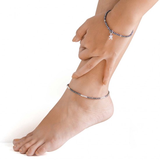 Hematite Silver Anklet