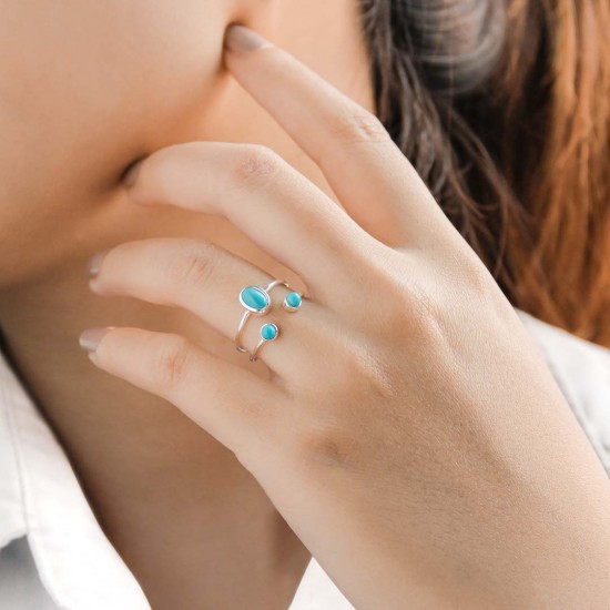 Cincin Perak Turquoise Mini Twin