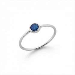 Blue Opal Mini Silver Ring