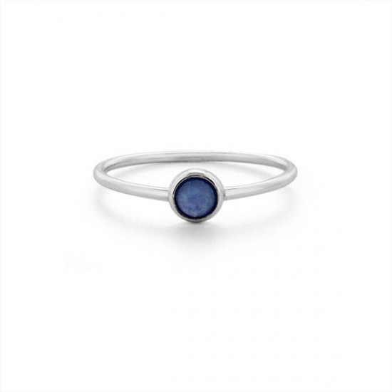 Blue Opal Mini Silver Ring