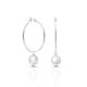 White Pearl Loop Silver Earrings