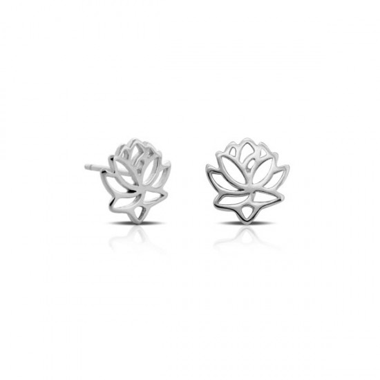 Lotus Stud Silver Earrings