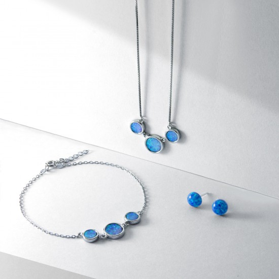 Blue Opal Silver Earrings