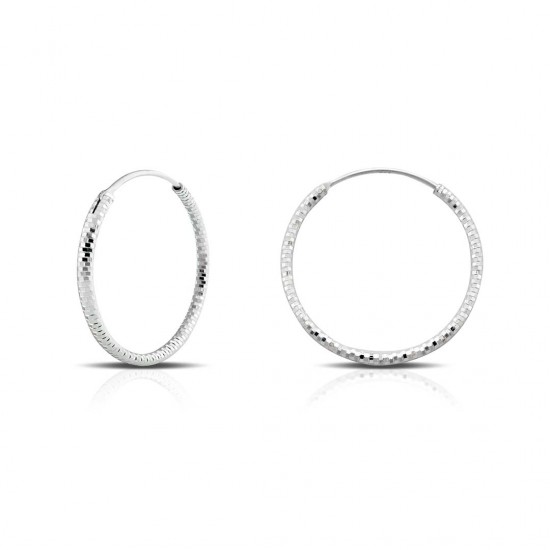 Glitter Hoop Silver Earrings