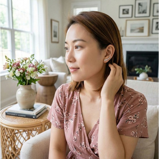 Zircon Line Silver Ear Cuffs Zircon Line Silver Ear Cuffs