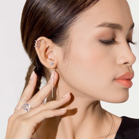 Anting Perak Zirkon Triple