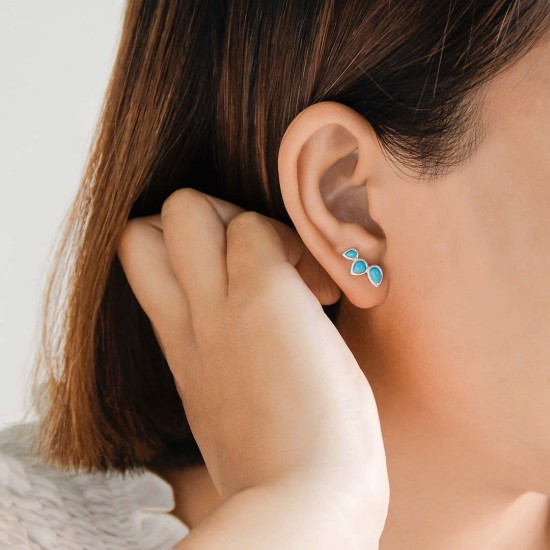 Tiga Turquoise Silver Ear Cuffs