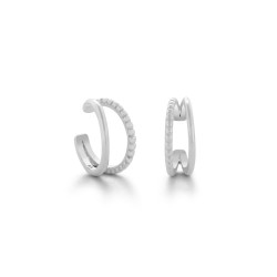 Twin Mini Hoop Silver Ear Cuff