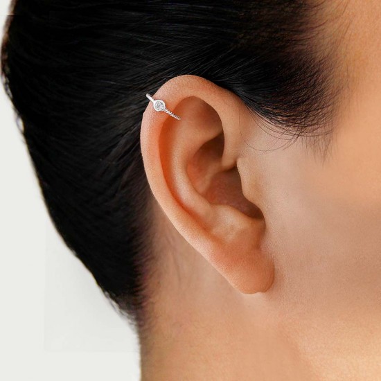 Delfi Zirkon Silver Ear Cuffs