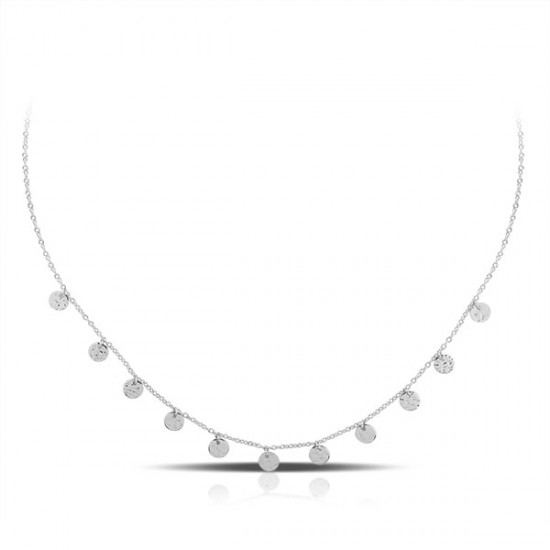 Disc Hammered Silver Necklace