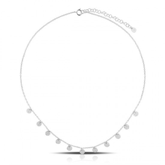 Disc Hammered Silver Necklace