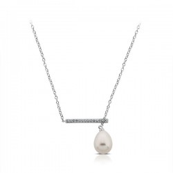 Kika Pearl Zircon Silver Necklace Kika Pearl Zircon Silver Necklace