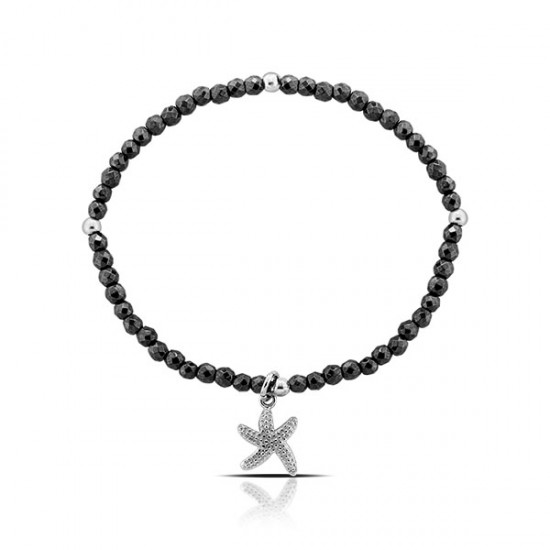 Gelang Perak Starfish Hematite