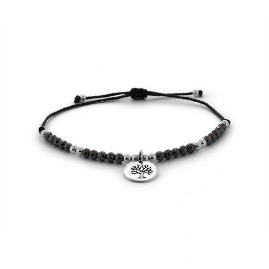 Tree Of Life Coin Hematite Silver Bracelet