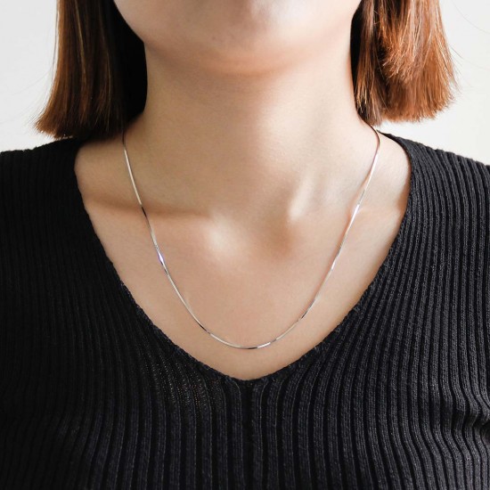 Square Chain Silver Necklace 