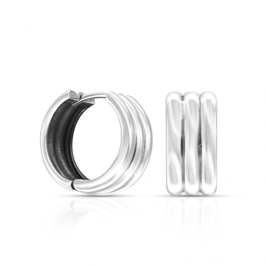 Triple Huggie Silver Earrings