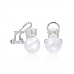 Cart Pearl Zircon Silver Earrings