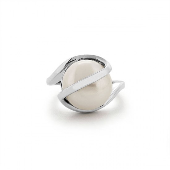 Trapped Pearl Silver Ring 