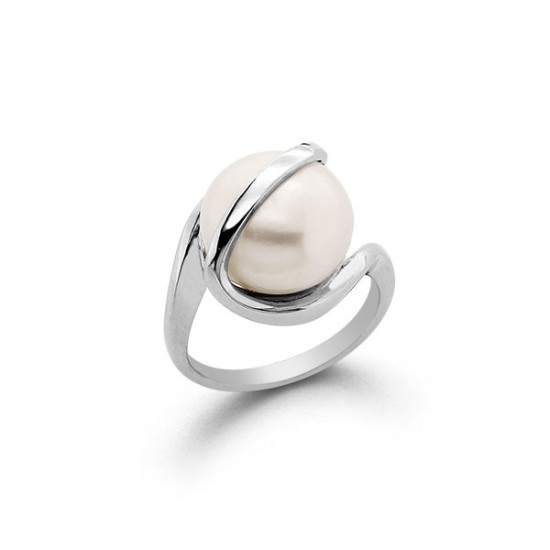 Trapped Pearl Silver Ring