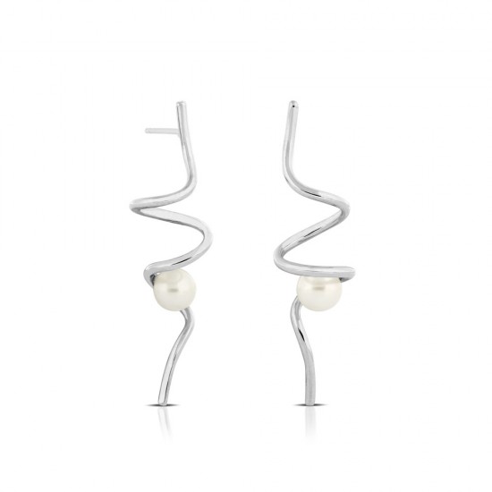 Curly Pearl Silver Earrings Curly Pearl Silver Earrings