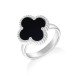 Clover Black Onyx Silver Ring