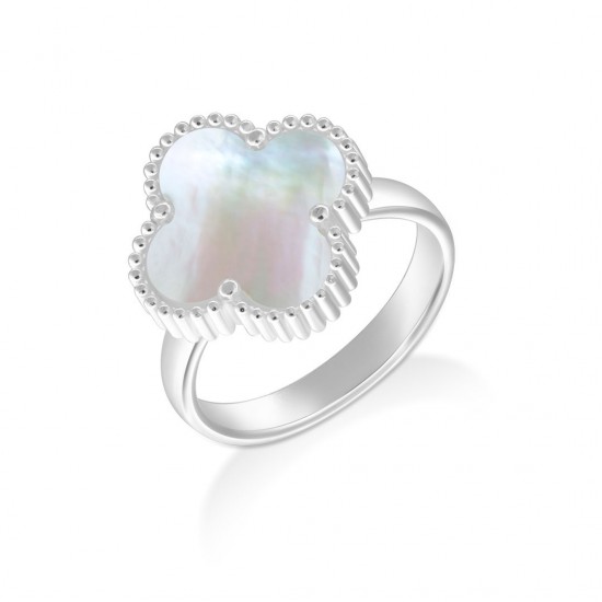 Clover Mother Of Pearl Silver Ring