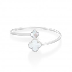 Two Clover Mother Of Pearl Silver Bracelet