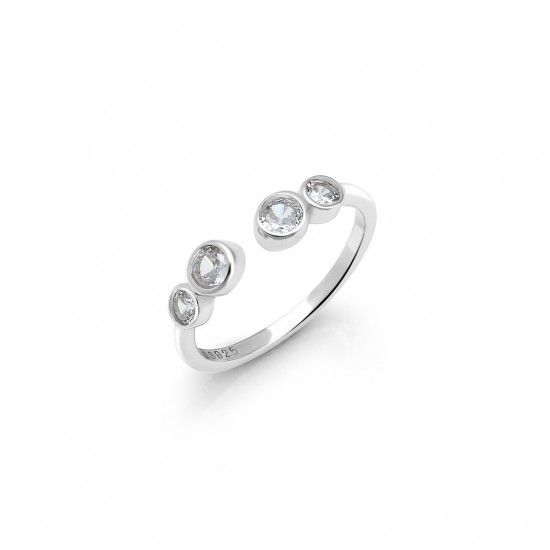 Zircon Line Silver Ring