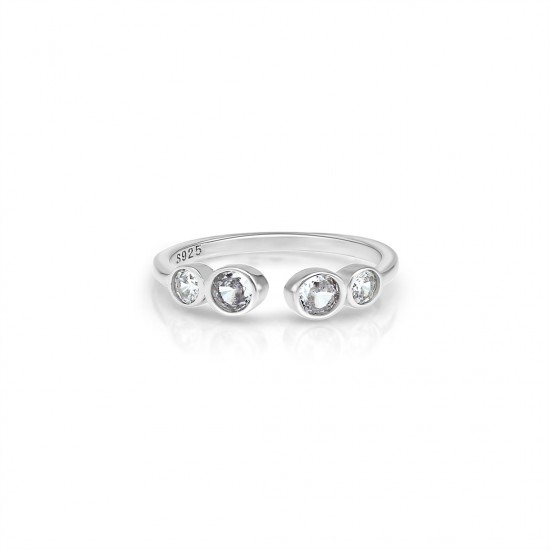 Zircon Line Silver Ring