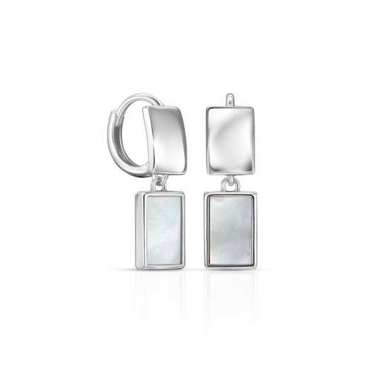 Duo Box Mother of Pearl Silver Earrings