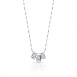 Tri Wheels Zircon Silver Necklace