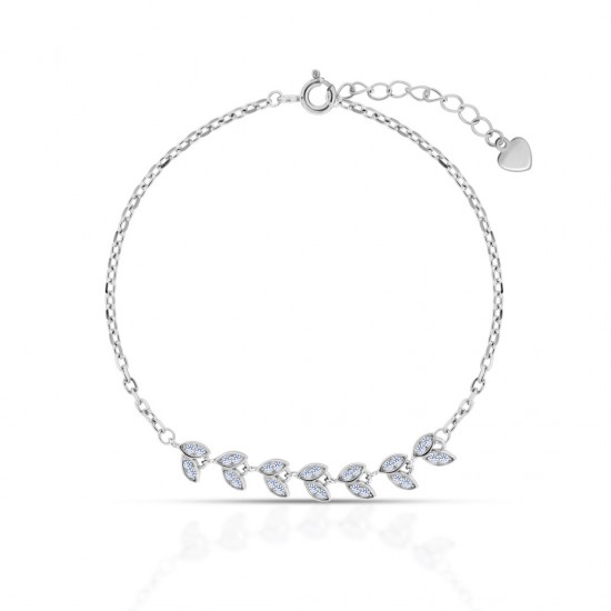 Leafs Zircon Silver Bracelet