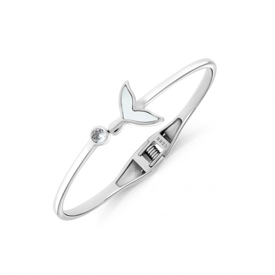 Whale Tail Mother Of Pearl Silver Bracelet