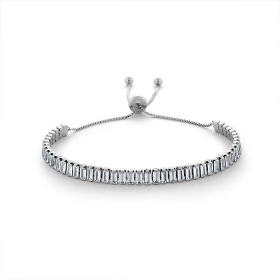 Baguette Zircon Silver Bracelet