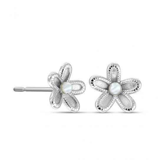 Fleur Pearl Silver Earrings