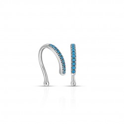 Petite Turquoise Silver Ear Cuff